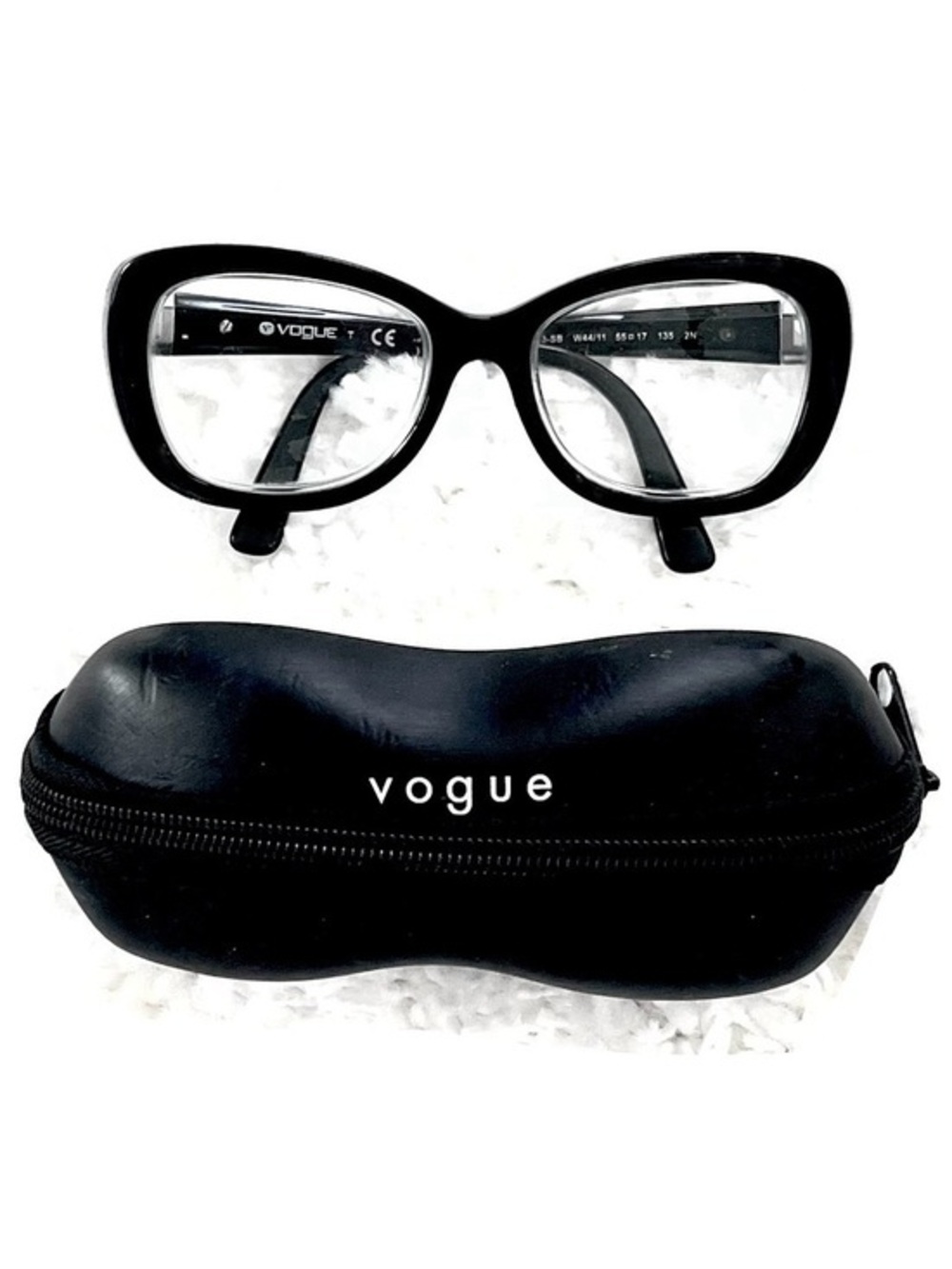 Vogue Black w/ Rhinestone Embellishment Cat-Eye Glasses with Branded Case!